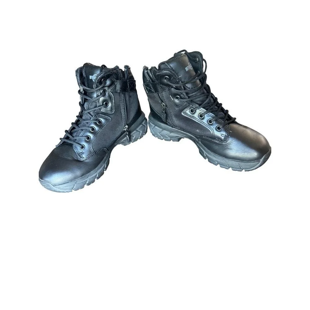 Interceptor Tactical Combat Boots Men's 7.5 Black Side Zip Leather Work Duty